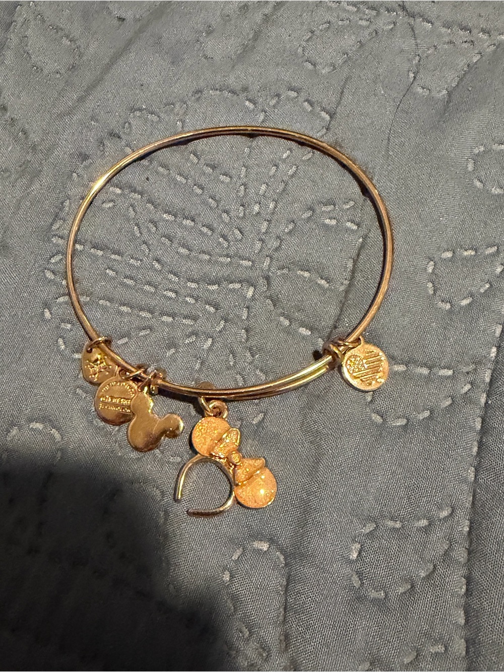 Rose Gold Minnie Mouse Charm Bangle Bracelet - Women's Jewelry